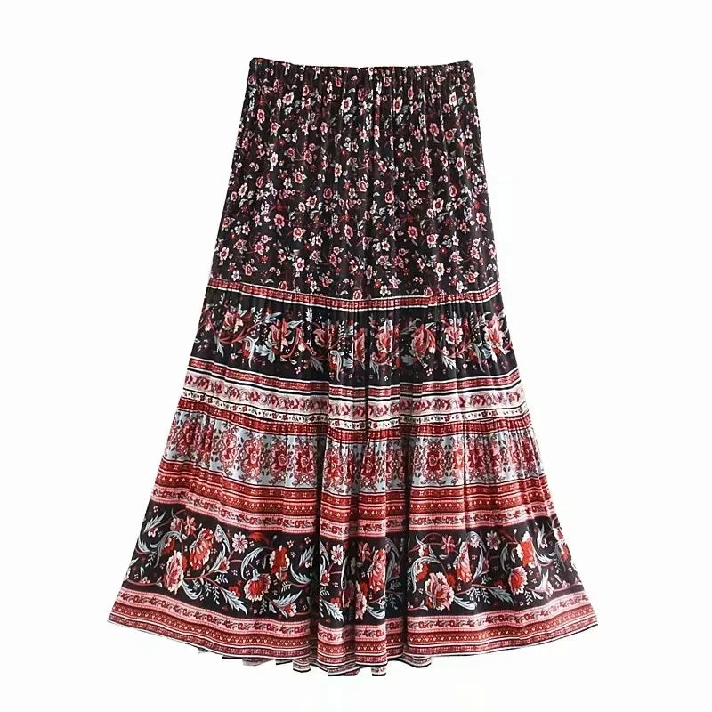 Floral Print Pleated Skirt