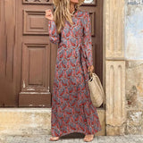 V Neck Print Long Dress