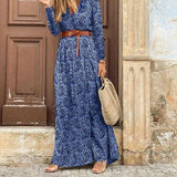 V Neck Print Long Dress