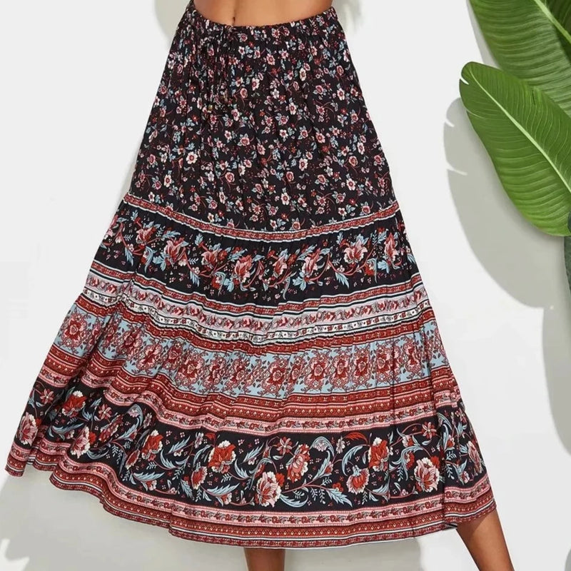 Floral Print Pleated Skirt